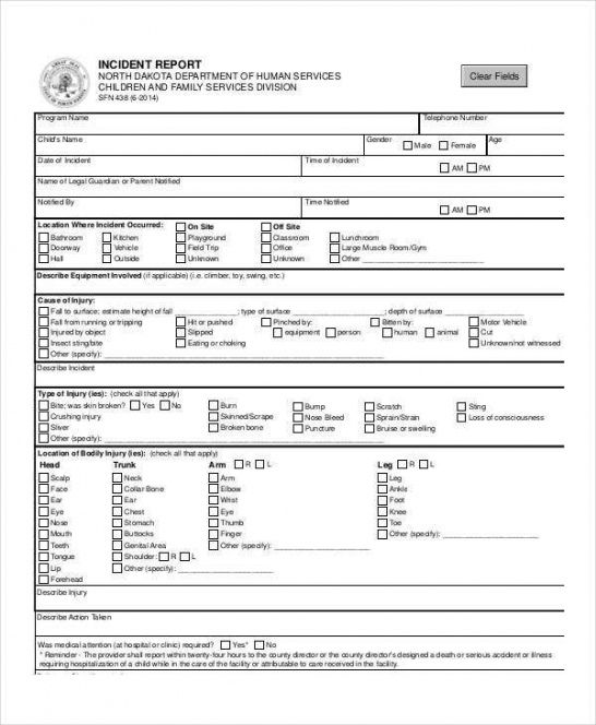 Printable Fire Incident Report Form Template Pdf