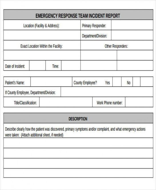Printable Fire Incident Report Form Template Word Sample