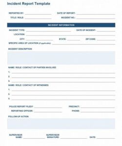 Printable Laboratory Incident Report Form Template Doc