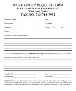 Printable Maintenance Service Request Form Template Doc