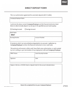 Printable Payroll Direct Deposit Authorization Form Template Pdf Sample