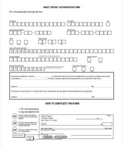 Printable Payroll Direct Deposit Authorization Form Template Word