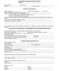 Printable Printable Incident Report Form Template Excel Sample