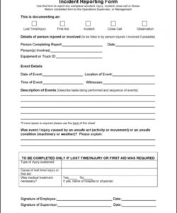 Printable Printable Incident Report Form Template Pdf
