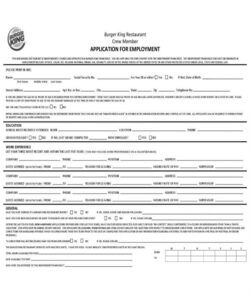 Printable Restaurant Job Application Form Template Doc
