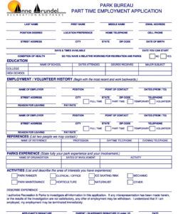 Printable Simple Job Application Form Template Word