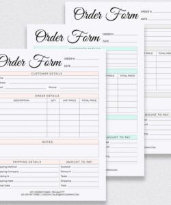 Printable Small Business Order Form Template Doc Example