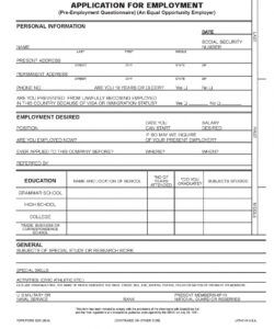 Printable Standard Job Application Form Template Word Sample