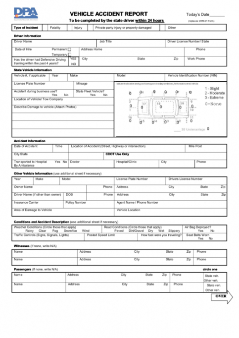 Printable Vehicle Incident Report Form Template Word Sample
