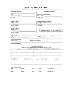 Professional Apartment Rental Application Form Template Pdf Example
