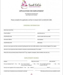 Professional Child Care Job Application Form Template Excel Sample
