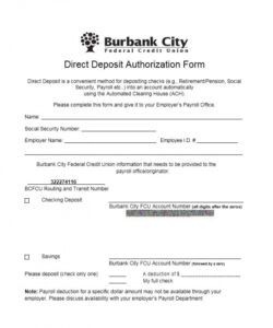 Professional Direct Deposit Authorization Form Template Word