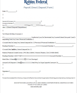 Professional Direct Deposit Enrollment Form Template Doc Sample
