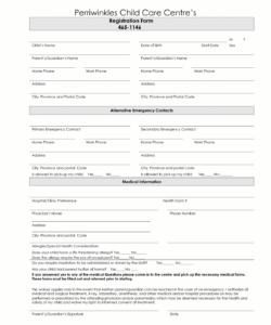 Professional Emergency Contact Form Template For Daycare