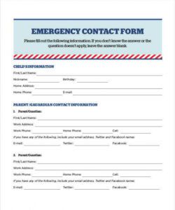 Professional Emergency Contact Information Form Template Doc