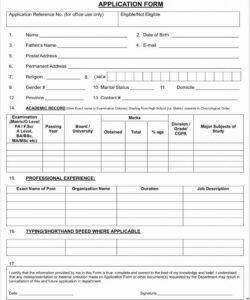 Professional Job Application Form With Availability Template Excel Example