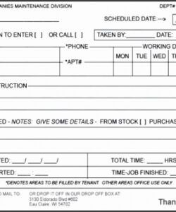 Professional Maintenance Request Form Template Virginia Rental Excel
