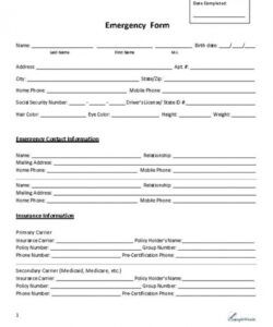 Professional Printable Employee Emergency Contact Form Template Doc
