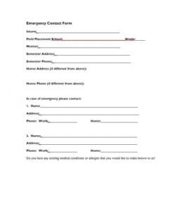 Professional Printable Employee Emergency Contact Form Template Pdf Sample