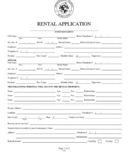 Professional Printable Rental Application Form Template Excel Example