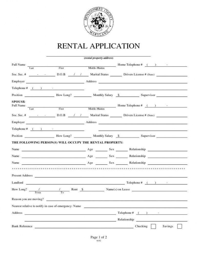 Professional Printable Rental Application Form Template Excel Example ...