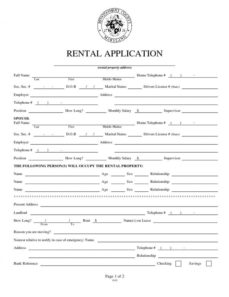 Professional Printable Rental Application Form Template Excel Example