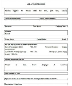 Professional Standard Job Application Form Template Doc Sample