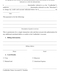 Professional Template For Credit Card Authorization Form Excel Sample