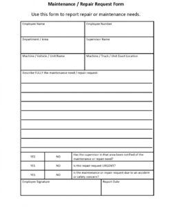 Repair Maintenance Request Form Template Printable Doc