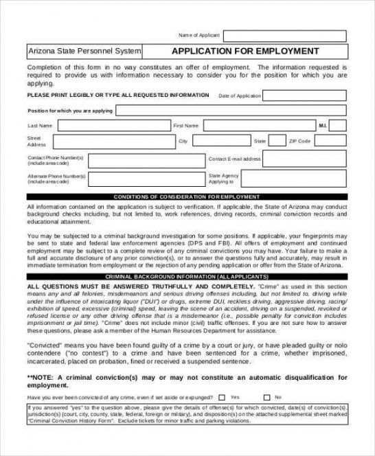 Standard Job Application Form Template Pdf Sample