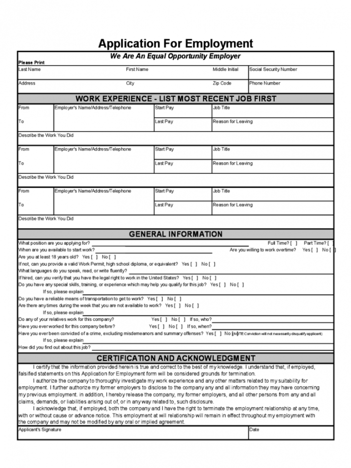 Standard Job Application Form Template Pdf Sample Minasinternational 4718