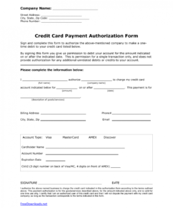 Template For Credit Card Authorization Form Doc Example