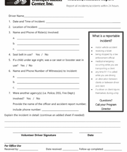Vehicle Incident Report Form Template Doc