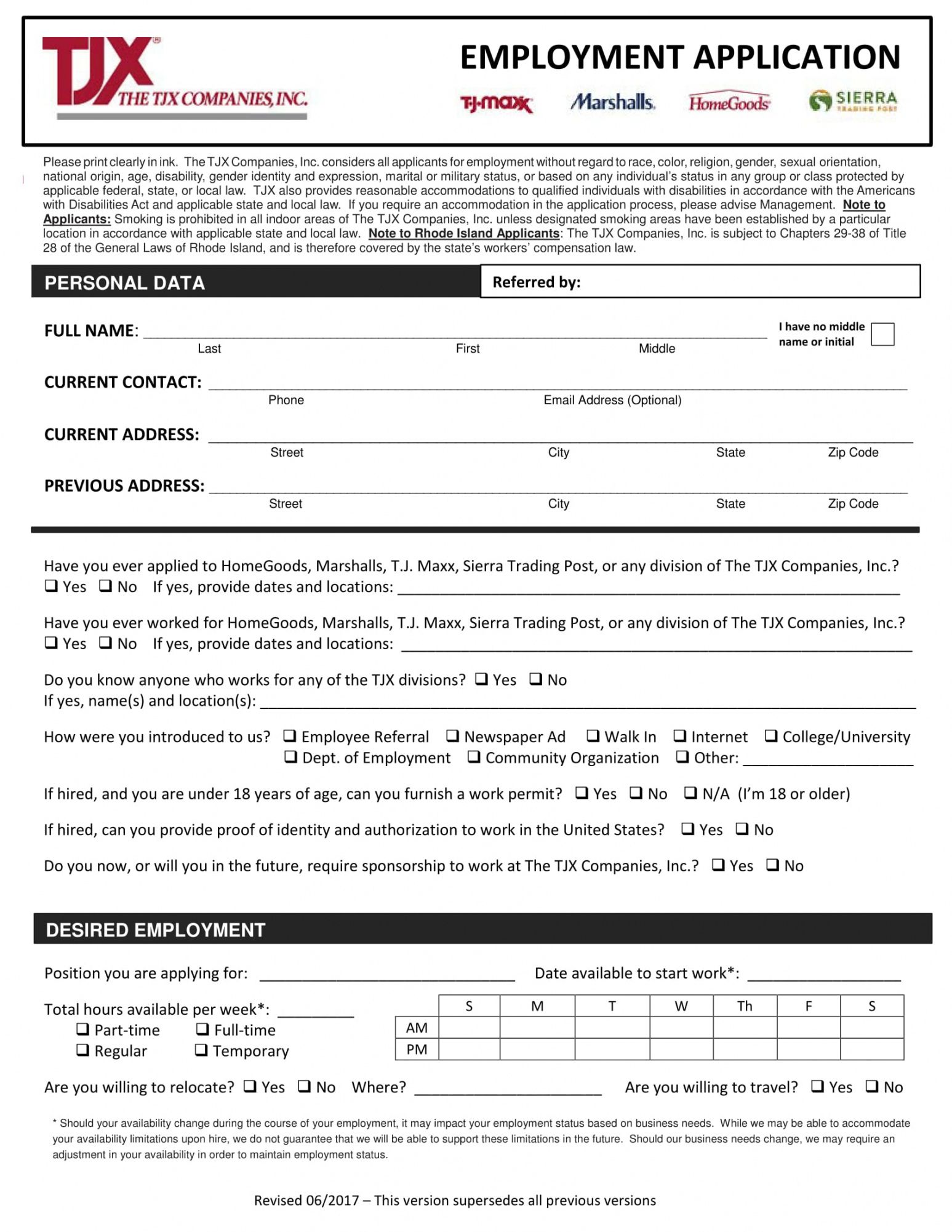 Application Form For Job Template Word Sample