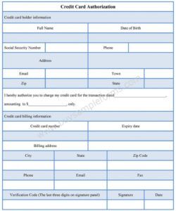 Best Credit Card Authorization Form Template Blank  Example