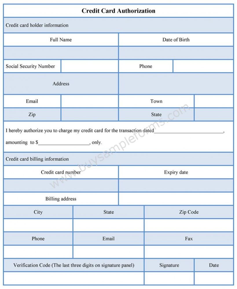 Best Credit Card Authorization Form Template Blank  Example