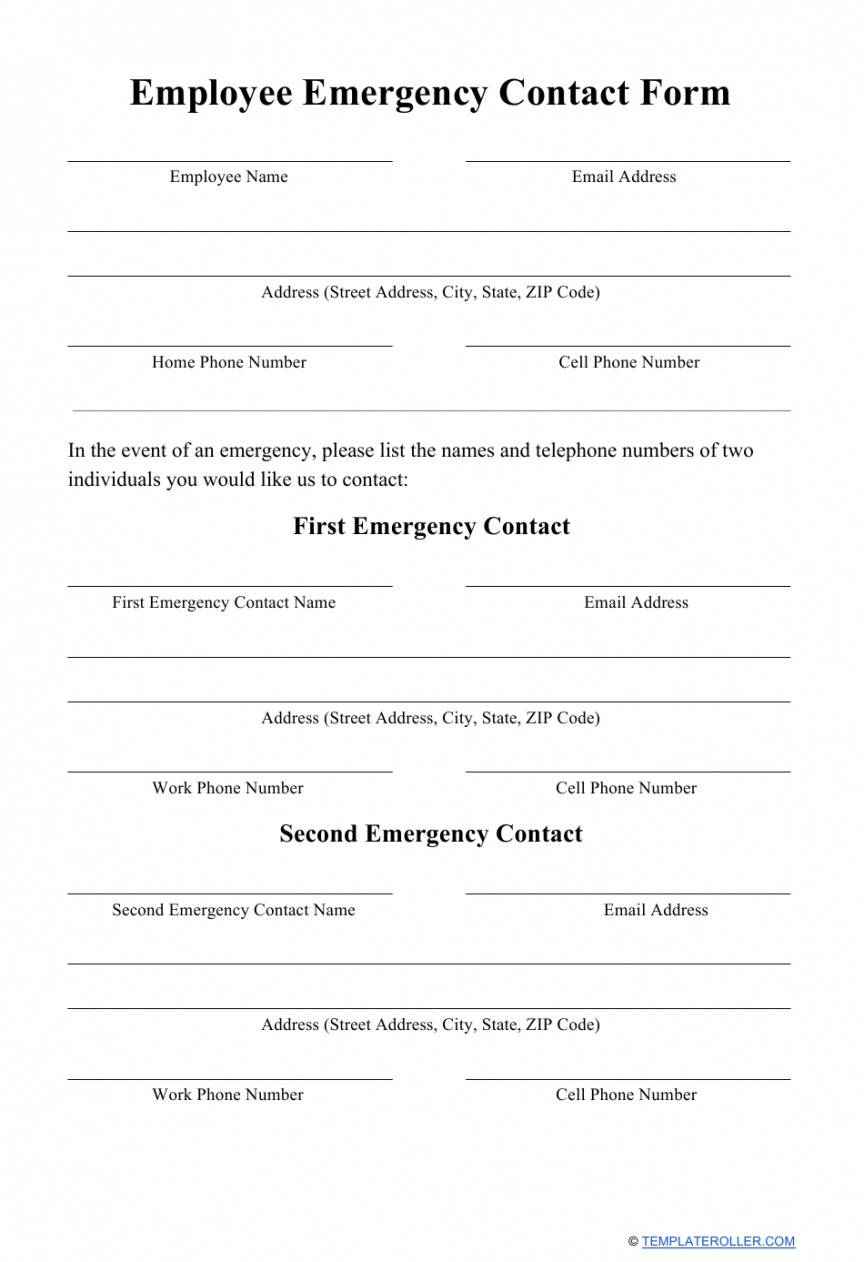 Best Printable Emergency Contact Form Template Pdf Sample