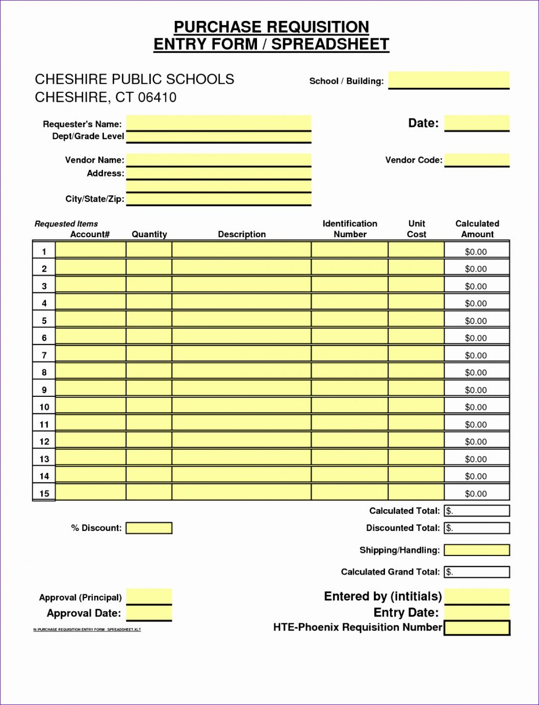 Best Purchase Request Form Template Excel Sample