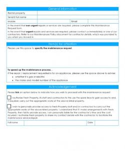 Best Tenant Maintenance Request Form Template Pdf Sample