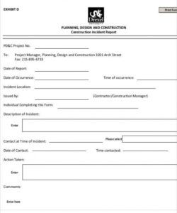 Construction Incident Report Form Template Doc