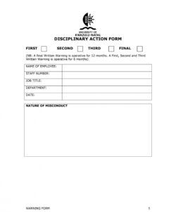 Costum Disciplinary Action Form Template Doc