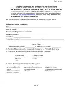 Costum Disciplinary Action Form Template  Sample