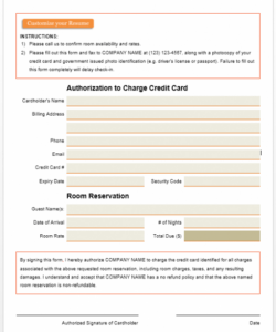 Credit Card Authorization Form Template Blank