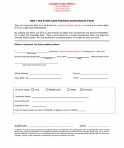 Credit Card Authorization Form Template Blank Pdf Example