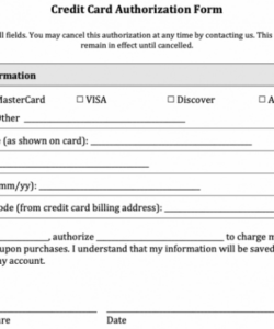 Credit Card Debit Authorization Form Template Word