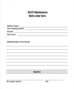 Editable Facilities Maintenance Request Form Template  Sample