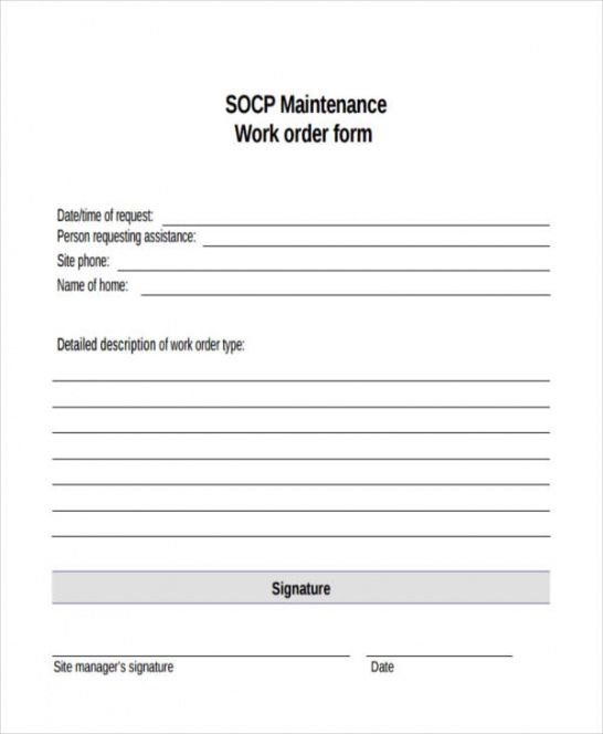 Editable Facilities Maintenance Request Form Template  Sample
