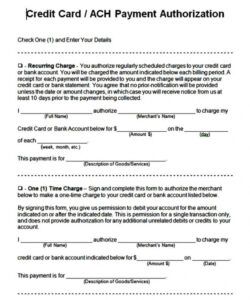 Editable Generic Credit Card Authorization Form Template Doc