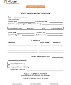 Editable Recurring Credit Card Authorization Form Template Excel