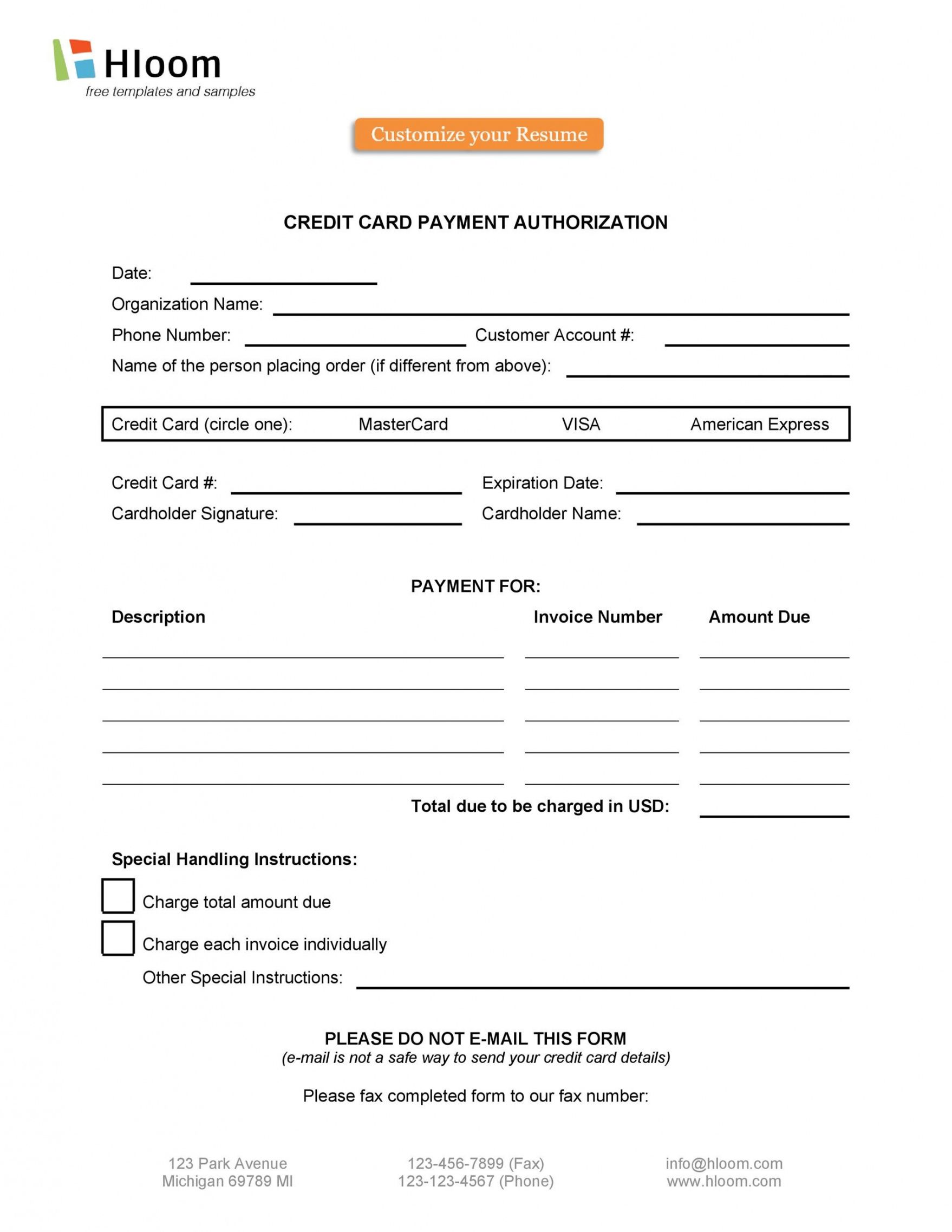 Editable Recurring Credit Card Authorization Form Template Excel Minasinternational 2281